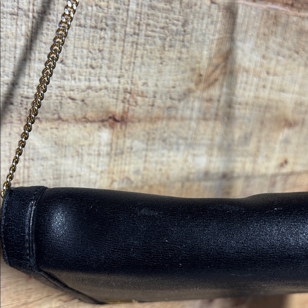 Vintage Givenchy Black Leather Clutch Crossbody Bag with Gold Chain - Picture 14 of 16